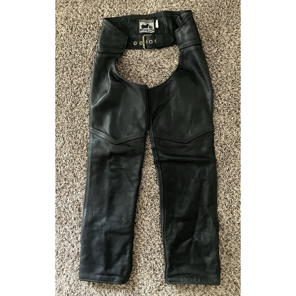 VTG California Creations Black Leather Chaps  Size Small Made In The USA